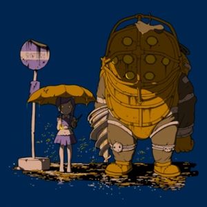 M Bioshock Totoro Navy Blue T-shirt